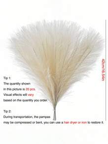 5/15支人造蒲苇草,蓬松仿真花,米色和棕色,人造芦苇,适用于家居、农舍、波西米亚风格装饰,可用作花瓶填充物、房间装饰、婚礼中心装饰品、生日和毕业礼物。 - Pampas - 查看 4