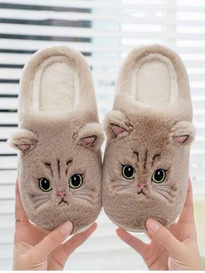 棕色-猫咪拖鞋 舒适居家 简约大方 时尚可爱 居家拖鞋 居家鞋 地板拖 男女情侣同款拖鞋