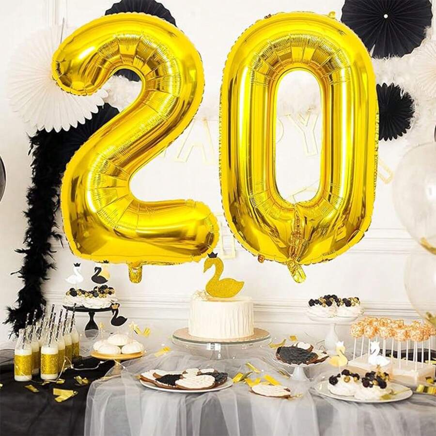 40-Inch Foil Balloons Digit Balloons For Birthday Party Anniversary Celebration Decor - Gold - View 1