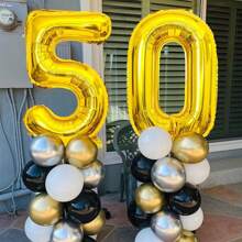 40-Inch Foil Balloons Digit Balloons For Birthday Party Anniversary Celebration Decor - Gold - View 6