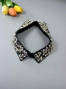 1pc Luxury Handmade Rhinestone Detachable Collar Neck Decoration, Sparkling Premium Versatile Accessory For Spring, Summer, Autumn And Winter