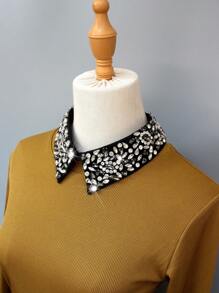 1pc Luxury Handmade Rhinestone Detachable Collar Neck Decoration, Sparkling Premium Versatile Accessory For Spring, Summer, Autumn And Winter