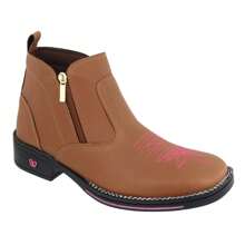 Women's Texan Boot Short Shaft Square Toe Synthetic Leather Super Comfort - 駝色 - 查看 2