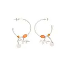 Maison Kitsuné Fox Beads Hoop Earrings Silver - 銀色 - 查看 1