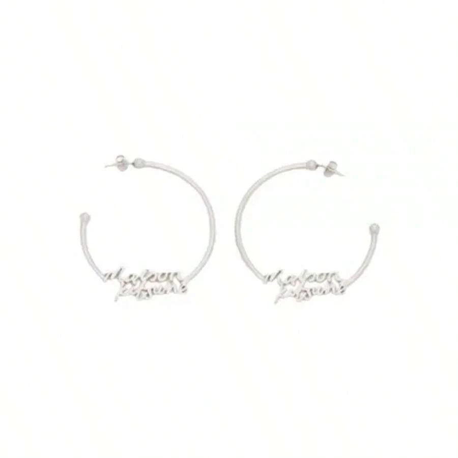 Maison Kitsuné Handwriting Hoop Earrings Silver - Silver - View 1