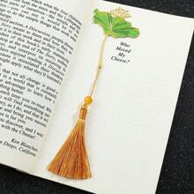 1 Set/1 Pc Lotus Leaf Vein, Ginkgo Biloba, Plantain, Tortoise Shell Leaf Tassel Bookmark With Gift Box For Family, BFF, Book Lovers Collecting Trophy Artwork, Memorial Gifts, Birthday Gifts, Metal Brass Bookmarks