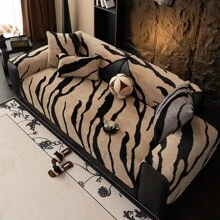 1/2/3/4 座位毛绒防滑沙发套、加厚坐垫、保暖毯、靠背枕、扶手套、卧室、办公室、客厅宠物垫、婴儿爬行垫、秋冬季 - 黑咖色 - 查看 11