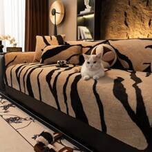 1/2/3/4 座位毛绒防滑沙发套、加厚坐垫、保暖毯、靠背枕、扶手套、卧室、办公室、客厅宠物垫、婴儿爬行垫、秋冬季 - 黑咖色 - 查看 10