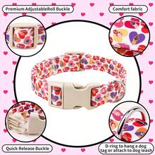 1 chiếc Vòng cổ thú cưng có thể điều chỉnh họa tiết hình bàn chân và trái tim, Vòng cổ cho chó mềm mại và thoải mái với khóa an toàn tháo lắp nhanh và vòng chữ D bằng kim loại, Thiết kế hình bàn chân hoạt hình dễ thương phù hợp với chó nhỏ/trung bình/lớn - Nhiều màu - Xem 3