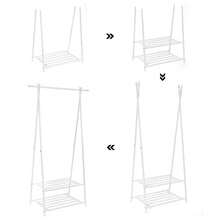 SONGMICS Kleiderständer, Garderobenständer, Garderobe, 2 Ablagen für Schuhe und Boxen, Metallgestell, platzsparend, ideal für Schlafzimmer, Flur und Büro, cremeweiß - Weiss - Übersicht 5