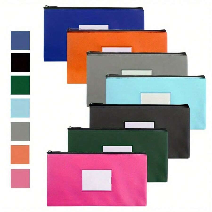 7 Pack Bank Deposit Bags With Zipper, Cash Bags With Zipper, Money Pouches For Cash With Zipper, Cash Register Bag, Money Pouch. - 7種顏色 - 查看 1