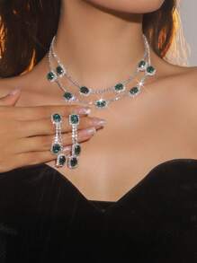 2 Pieces/Set Of Exquisite And Gorgeous Rhinestone Necklaces, Earrings And Jewelry Sets - Suitable For Women's Daily Wear, Weddings, Parties, Etc.