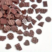 20/50/100pcs/Mixed Random Resin Chocolate Replica Decorative Nail Art Set, For Manicure & DIY Crafts, Various Mini Realistic Chocolate Shapes, Non-Alcoholic Collectible Accessories - Multicolor - View 1