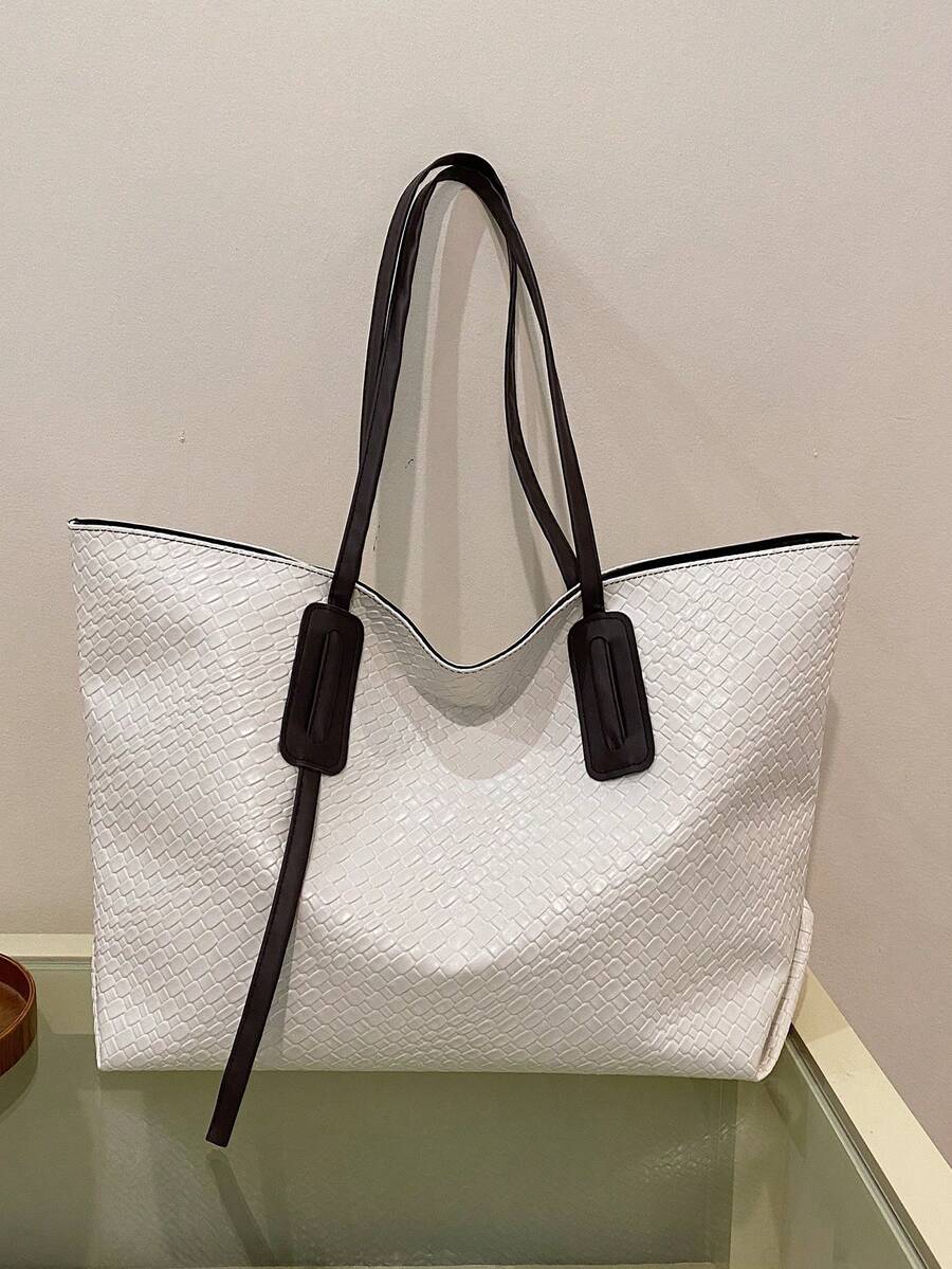 Minimalist Printed Canvas Tote Bag, Large Capacity, Suitable For