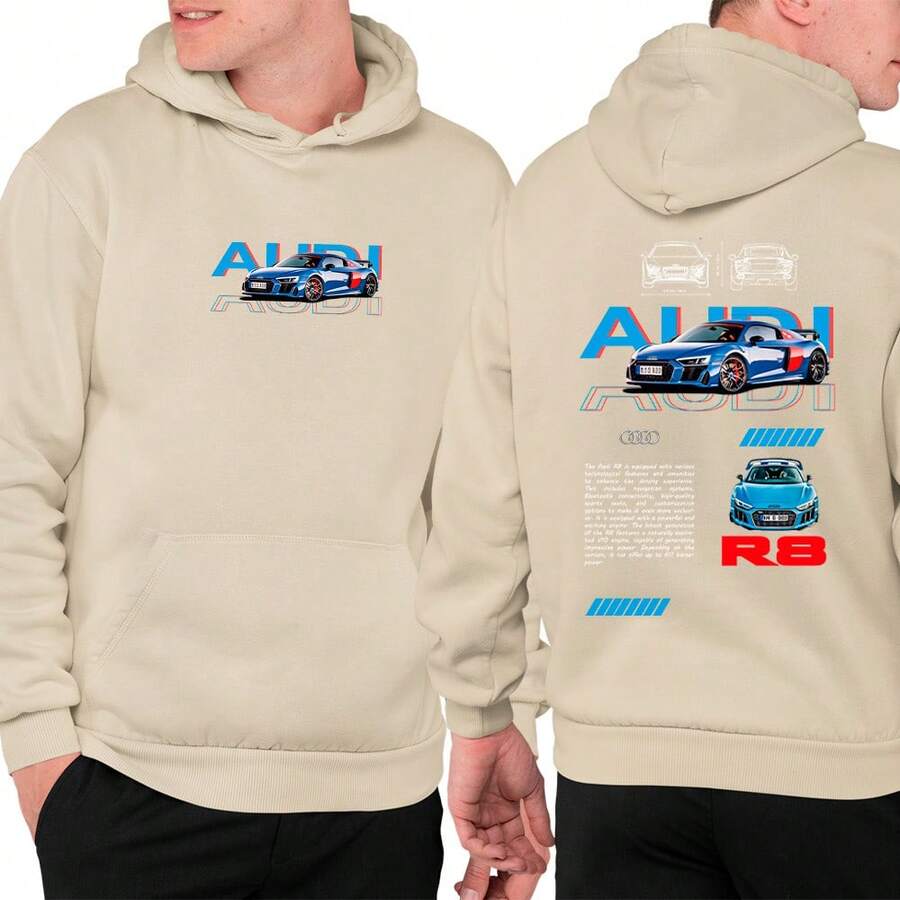 Audi Premium Cotton Printed Kangaroo Winter Sweatshirt - 米色 - 查看 1
