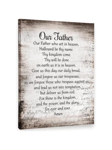 Framed Our Father Prayer Wall Decor, Christian The Lords Prayer Wall Art Decor, Inspirational Quotes Bible Verse Scripture Print Canvas Painting Christian Prayer Room Office Church Decor - Framed - View 2