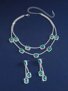 2 Pieces/Set Of Exquisite And Gorgeous Rhinestone Necklaces, Earrings And Jewelry Sets - Suitable For Women's Daily Wear, Weddings, Parties, Etc.