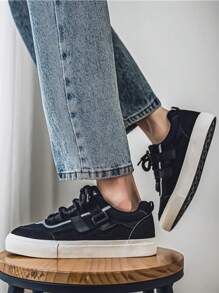 Men's New Classic Linen Rope Casual Comfortable Thick Sole Low Top Sneakers & Skate Shoes - Black - View 4