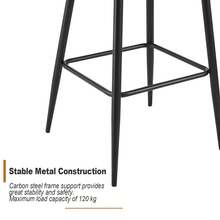 CLIPOP Bar Stools Set Of 2 Velvet Padded Breakfast Bar Chairs With Backrest And Metal Legs,Industrial High Back Dining Stools For Home Kitchen Counter Pub Island - Black - View 10