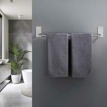 1pc Punch-Free Stainless Steel Bathroom Towel Rack Towel Single Rod Hanger Bathroom Storage Rack