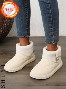 Witte casual schoenen voor dames, sportschoenen, nieuw item voor de winter van 2024 met extra fleece-isolatie, dikke buitenzool met verhoogde hoogte, modieuze en veelzijdige vakantiestijl, studentenschoenen voor buitenwandelen en skateboarden, platte dikke sneakers, sneeuwlaarzen, damesschoenen