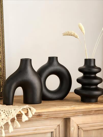 1pc Moderne Minimalist Bohemian Vase, Matte Donut Shaped Flower Reed Grass, Great Living Room, Dining Table, Office, Bedroom Shelf Entryway, Console Home Back To School Room Supplies Glass Vase view 7