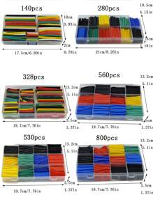 127/140/164/280/328/530/560/800pcs/Set PE Insulation Heat Shrink Tubing Assortment Kit, Suitable For Industrial Electrical Household Wire Insulation Protection Set