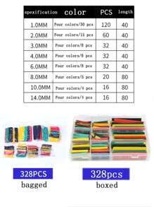 127/140/164/280/328/530/560/800pcs/Set PE Insulation Heat Shrink Tubing Assortment Kit, Suitable For Industrial Electrical Household Wire Insulation Protection Set