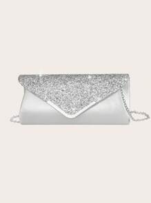 Women's Silver Rhinestone Necklace Evening Wear Metal Chain Bag 4 Pieces Women's Rhinestone Evening Wear Clutch Bag, Bridal Wedding Necklace Pendant Flash Wallet, Suitable For Party, Wedding, Ball, Dinner/Banquet, Wedding Dress, Formal Dress, Prom Dress, Birthday Dress, Party Dress