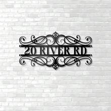 1 件 DIY 30 厘米铁质标志个性化装饰艺术定制金属家庭住址标志，个性化您的号码独特庭院艺术 - 黑色 - 查看 4