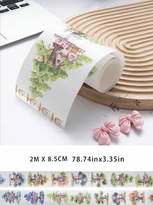 2M/Cuộn Băng keo giấy và mực màu PET, Tranh màu nước, Nhà sách đáng yêu, Băng keo trang trí sáng tạo thoải mái, Nhãn dán Sổ lưu niệm, Văn phòng phẩm thẩm mỹ - Nhiều màu - Xem 2