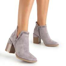 Light Brown Boots With Square Heel Lemere - Shoes - Grey - View 8