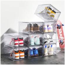 6/9/10 Pieces Transparent Thickened Shoe Box, Shoe Storage Box With Magnetic Door, Closet Shoe Box, Sneaker Box, Dustproof And Waterproof, Stacking Shoe Box, Upgraded Sturdy Shoe Box, Multi-Functional Sneaker Organiser﻿