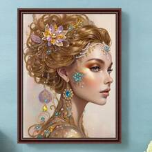 1 pieza 30*40cm / 11.8 * 15.75in Kit de pintura de diamantes en forma asimétrica sin marco 5D, diseño DIY con patrón de dama para decoración de pared, adorno, regalo para principiantes y adultos, Acción de Gracias