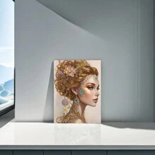 1 pieza 30*40cm / 11.8 * 15.75in Kit de pintura de diamantes en forma asimétrica sin marco 5D, diseño DIY con patrón de dama para decoración de pared, adorno, regalo para principiantes y adultos, Acción de Gracias