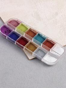 12-Grid Nail Mirror Powder Reflective Mirror Powder + Multi-Function Silicone Pen Can Be Used For Smudge And Rub Powder Mouth Lip Brush Tool - Multicolor - View 3