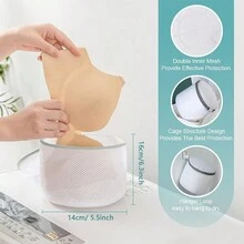 防变形内衣洗漱袋，可洗胸罩保护袋，可折叠网状洗衣机口袋裙子裤子鞋子牛仔裤靴子裙子 - 白色 - 查看 4