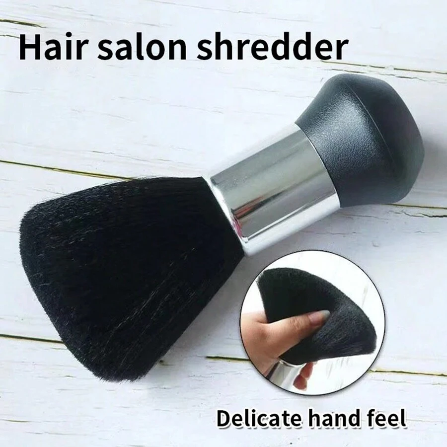 1 chiếc chổi quét tóc mềm, chổi làm sạch tóc sợi để cắt tóc và chải chuốt - màu đen - Xem 1