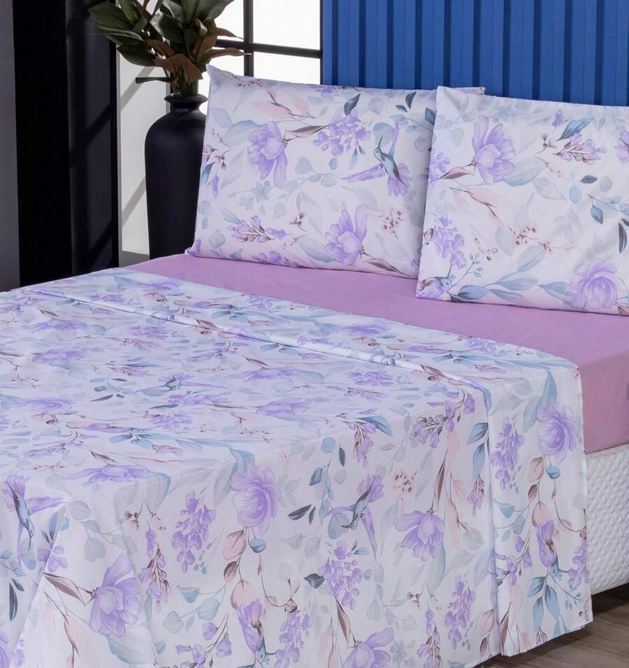 4-Piece Double Bed Sheet Set Percale 100% Cotton - CL10 - 查看 1