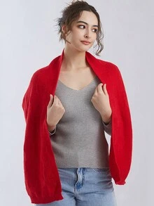 1 件女士多用途经典围巾，温暖加厚纯色针织无限围巾，简约优雅风格，适合日常使用，圣诞礼物 - 針織圍巾 - 查看 4