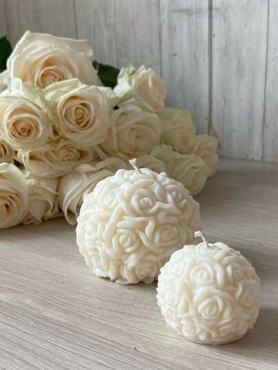 1 件 3D 玫瑰花簇蜡烛硅胶模具，创意玫瑰香薰蜡烛台 DIY 石膏环氧树脂模具适用于家居装饰、情人节、40mm/50mm/60mm/70mm/80mm/90mm 玫瑰球模具