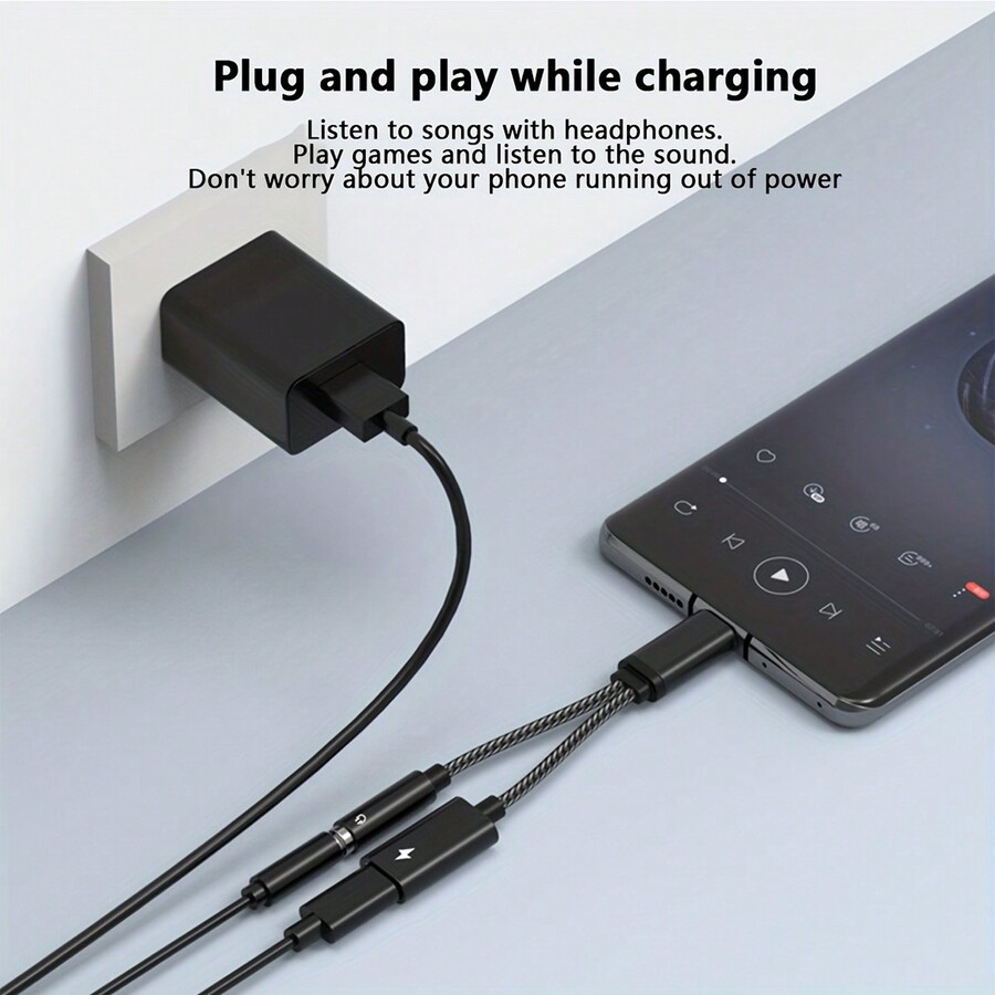 2In1 OTG USBC To USBC/3.5mm Port Fast Charging Adapter, TypeC To 3