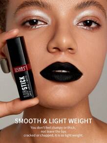 Ushas, Matte Lipstick Black Waterproof Long Lasting Lipstick No Fading Lipstick Lip Gloss Cosmetics Party Makeup Dark Color, Halloween Gift - #01 - 查看 2