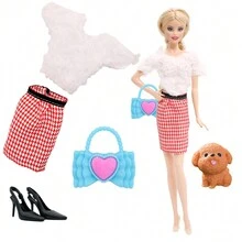 Búp bê thời trang 11,5 inch/30cm, xinh đẹp, dễ thương, năng động, 4 trang phục kèm phụ kiện như giày, chó, hươu, {Không bao gồm búp bê}, Quà tặng ngày lễ - Nhiều màu - Xem 9