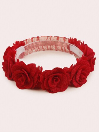 1pc Burgundy Layered Rose Flower Baby Headband Love Valentine