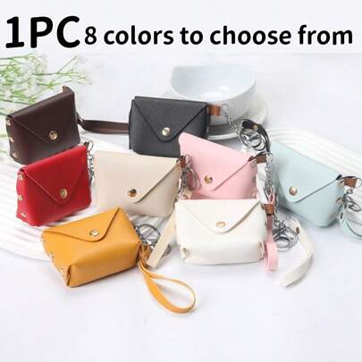 Bolsa de couro simples Bolsa de fone de ouvido portátil Carteira de couro PU portátil pode armazenar pequenas mudanças Itens diversos Fones de ouvido e outros itens de pequeno porte para mulheres Carteira Mini carteira Bolsa Carteira Carteira de moedas