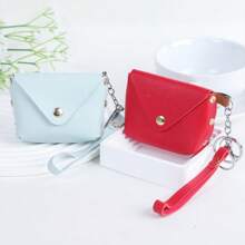 简约皮包便携耳机包PU皮便携式钱包可存放零钱杂物耳机等小件物品女士钱包迷你钱包零钱包零钱夹 - 彩色 - 查看 4