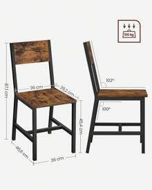 VASAGLE Dining Chair Set Of 2, Steel Frame, Industrial, For Dining Room, Living Room, Kitchen, Rustic Brown And Ink Black - Rust Brown - View 5