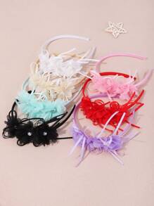 7/1pc Pear Mesh Hairbands Headband With Artificial Flowers, Cocktail, Wedding,Holiday Party Photo Shoot Dress Up Hair Accessories