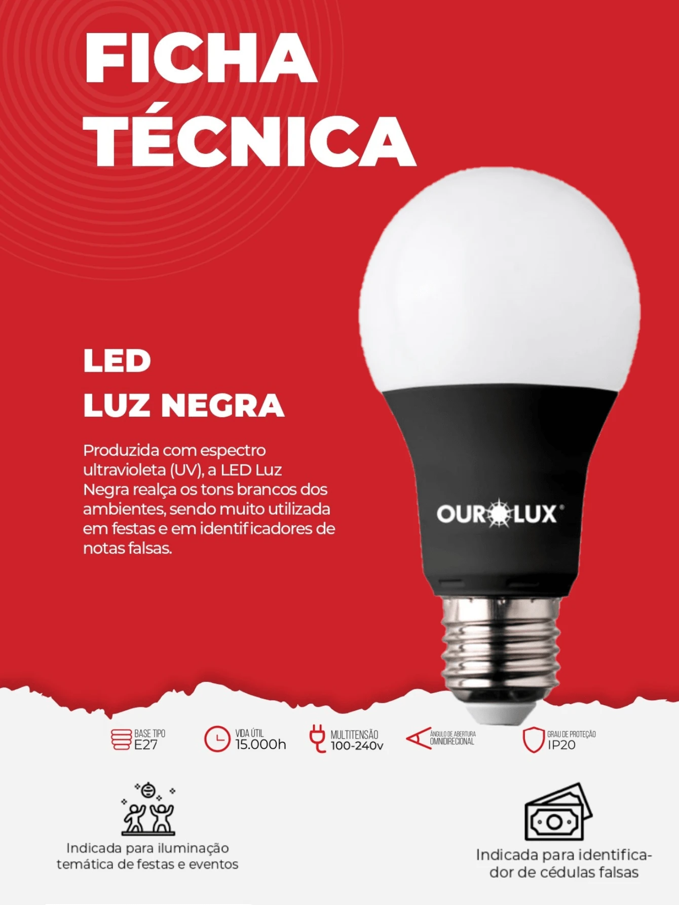 Black Light Lamp UV LED Ultraviolet Color Halloween Decoration